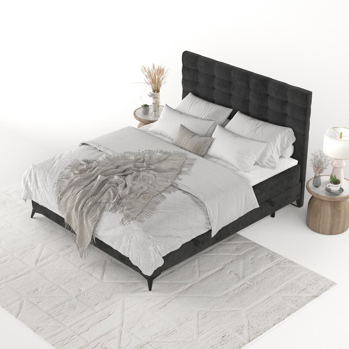 BOXBETT Niro 160/200 cm Schwarz im Bonita Stoff - Schwarz, Holz/Holzwerkstoff (160/200cm) - AltaBeds