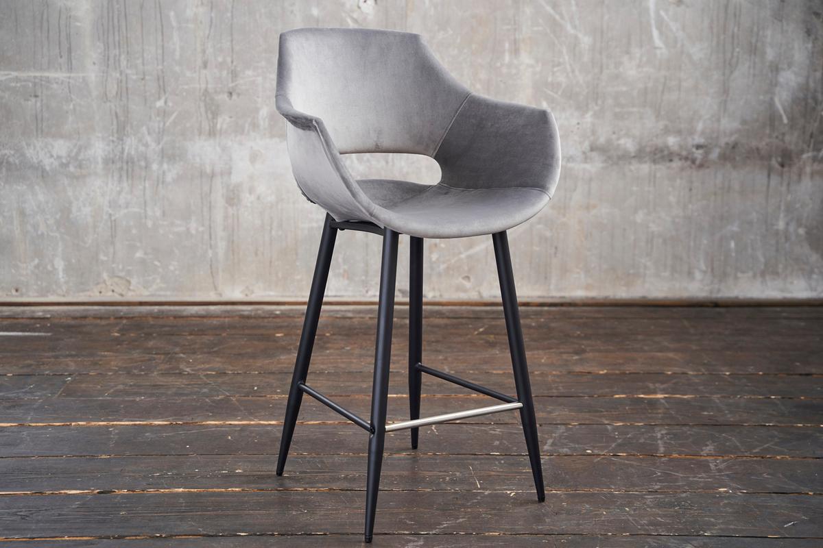 BARHOCKER ZAJA Grau Velvet - Grau, Textil (57/114/59cm) - KAWOLA