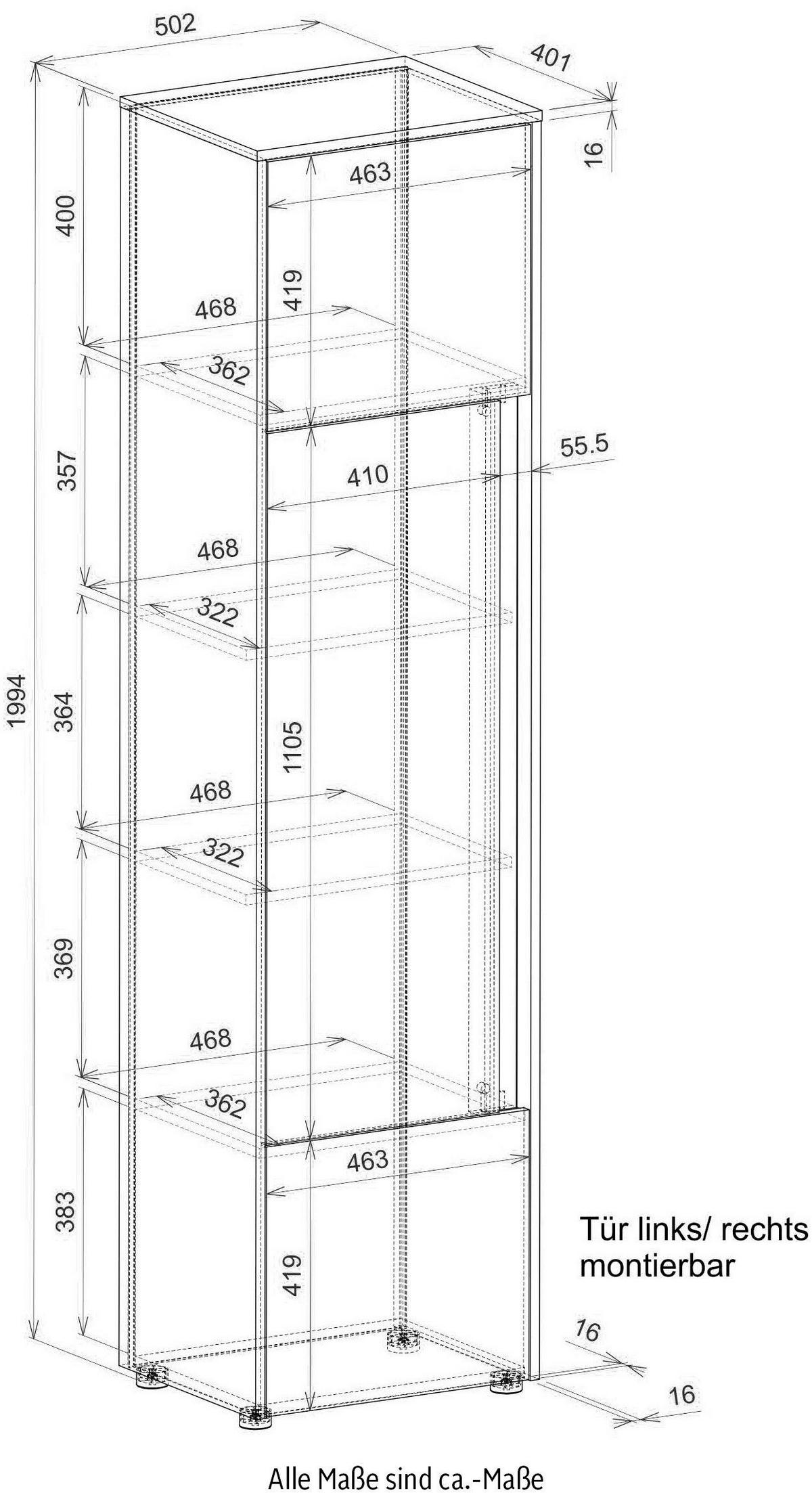 AKTENSCHRANK Set 5-teilig weiß matt, Eiche Wotan 190 x 200 cm, Schrank-Regal-Kombination mit 25 Fächern - Eichefarben/Eiche Wotan, Holz/Holzwerkstoff (190/200/40cm) - Furn.Design