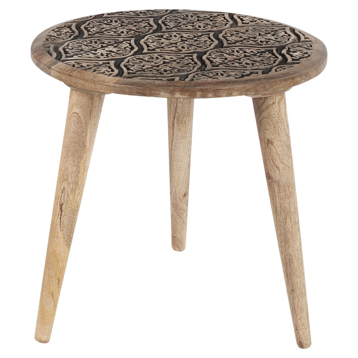 BEISTELLTISCH 2er-Set Mangoholz hellbraun rund Sharma - Hellbraun, Holz (40/40/40cm) - Beliani