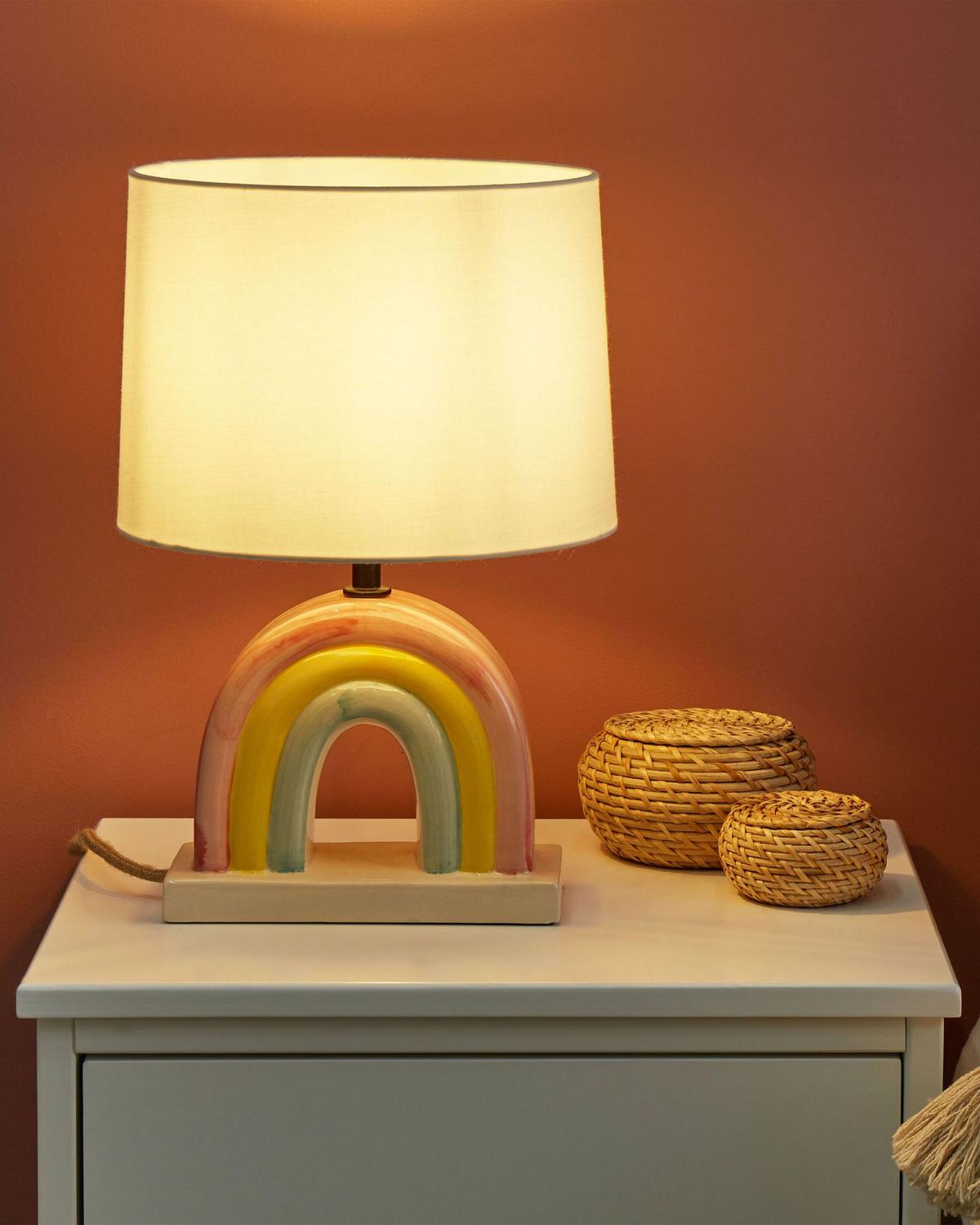 TISCHLEUCHTE Bunt/Weiß Titna - Multicolor/Weiß, Keramik (28/28/42cm) - Beliani