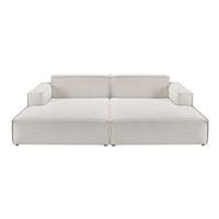 BIG SOFA SAMU Silber Cord - Silberfarben/Schwarz, Textil (256/72/168cm) - KAWOLA