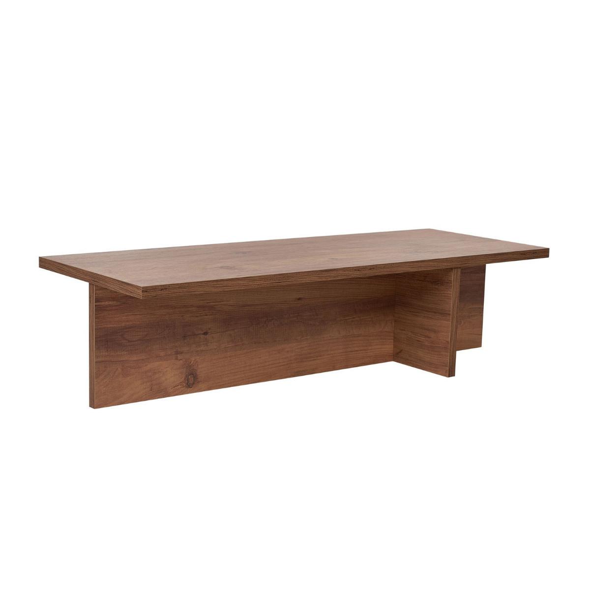 COUCHTISCH mit rechteckiger Platte und asymmetrischem Fuß L120 cm - HARBOR - Eichefarben, Holzwerkstoff (50/45/30cm) - Calicosy
