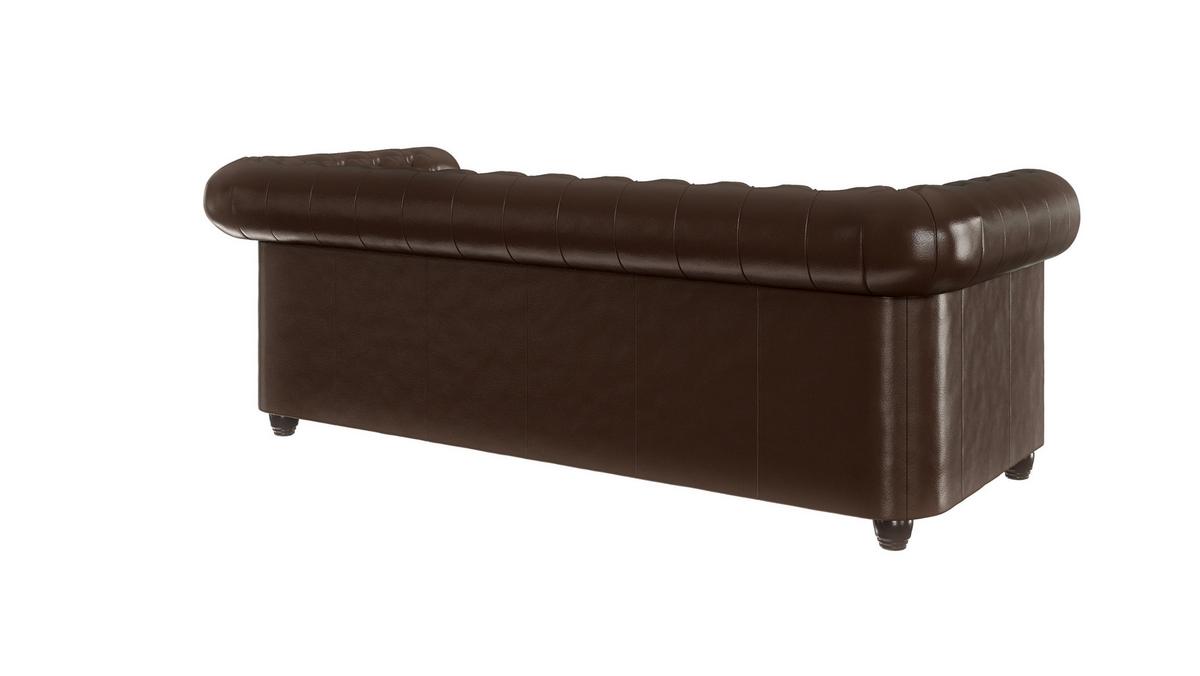 CHESTERFIELD-SOFA 3-sitzer mit Schlaffunktion Morin Braun vegan Leder - Braun, Holz/Textil (203/72/86cm) - S-Style Möbel