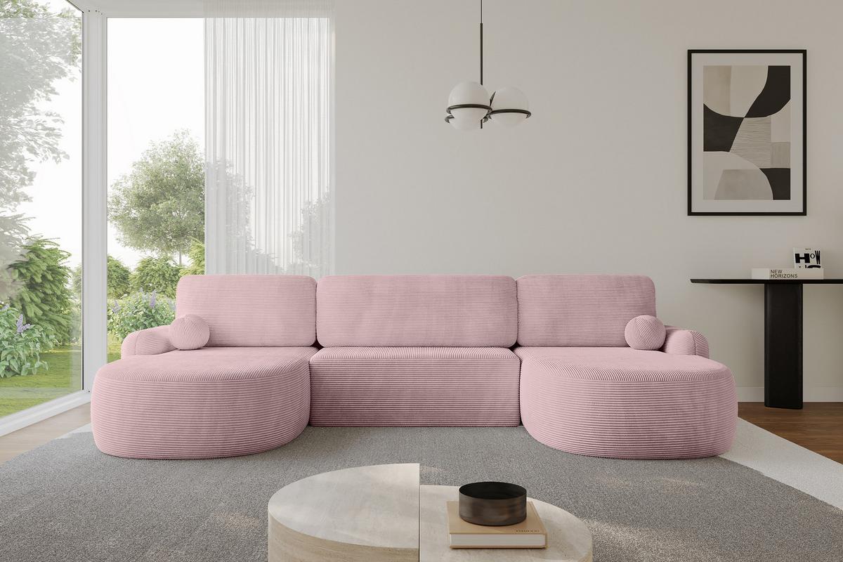 WOHNLANDSCHAFT mit Schlaffunktion und Bettkasten LIRA-U - 335x172x89 Rosa - Rosa, Holzwerkstoff/Textil (335/89/172cm) - ALTDECOR