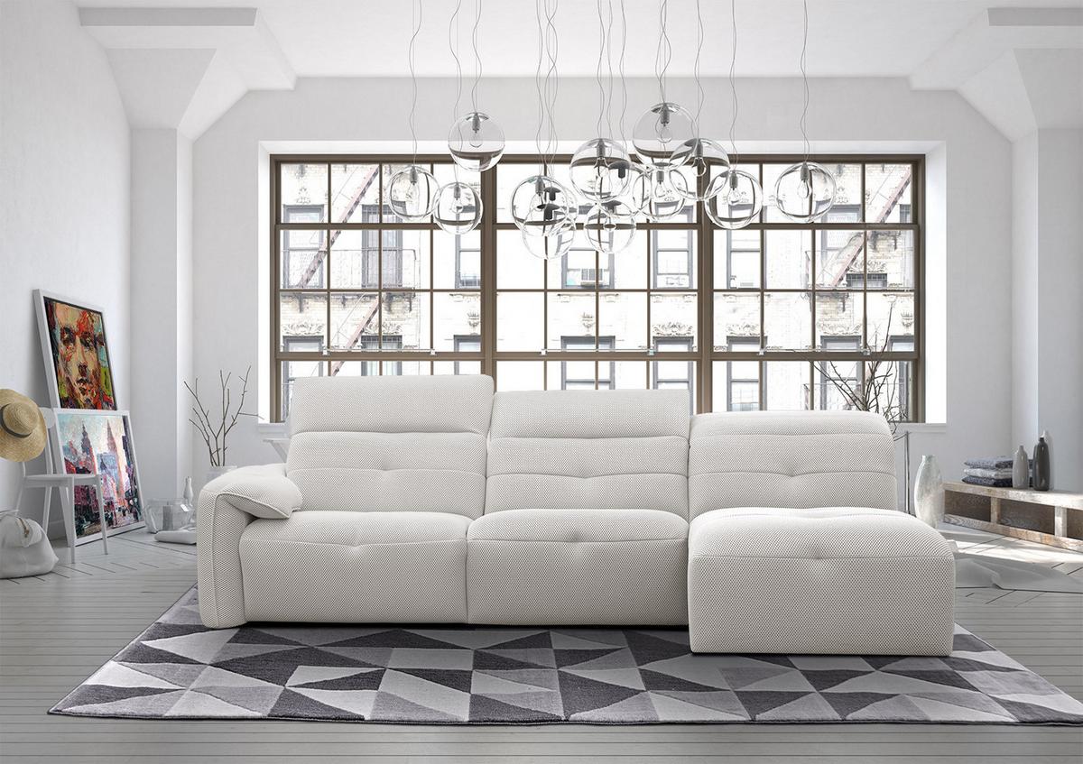ECKSOFA TRENTO 4-Sitzer, ecru - Ecru/Schwarz, Holzwerkstoff/Kunststoff (262/165cm) - Wozimo