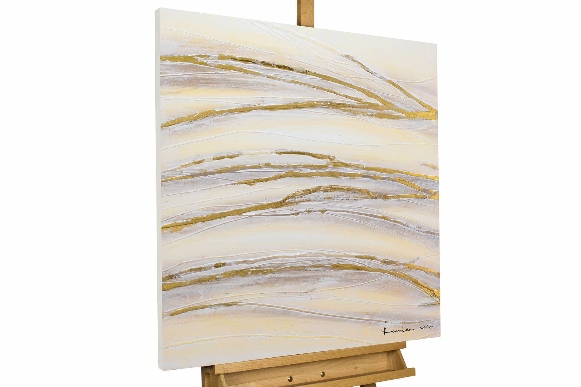 ACRYLBILD HANDGEMALT 80/80 cm - Goldfarben, Holz/Textil (80/80cm) - KUNSTLOFT
