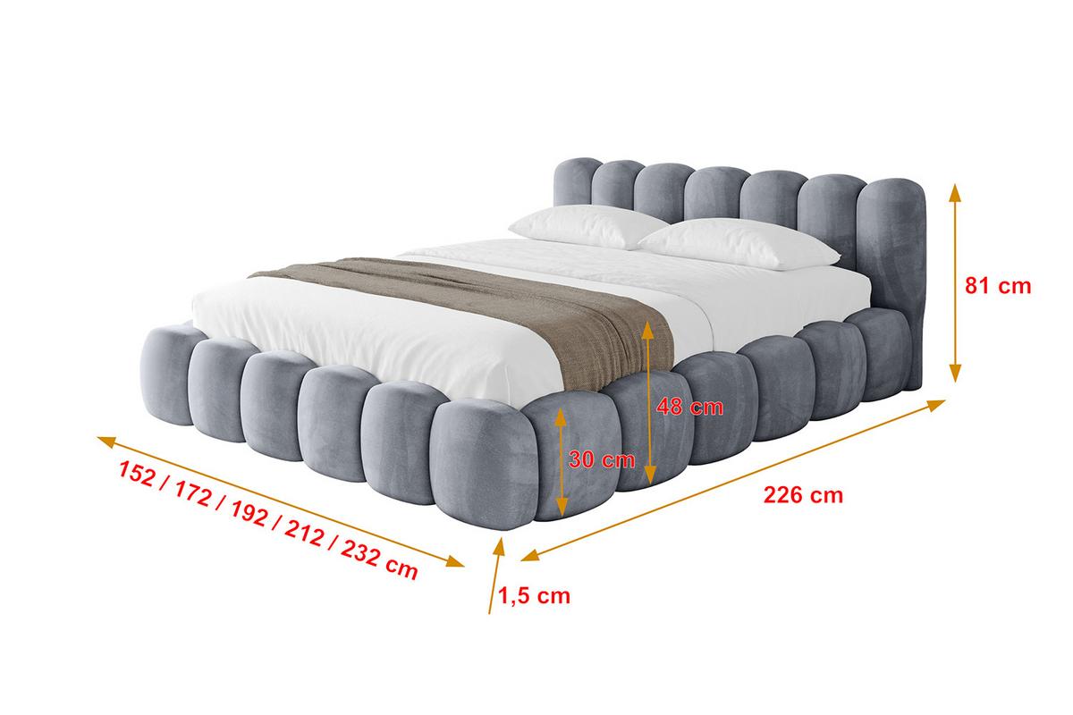 POLSTERBETT mit Bettkasten und Lattenrost, Boxbett ohne Matratze - SENA-v1 180x200 Grau - Grau, Holzwerkstoff/Textil (180/200cm) - ALTDECOR