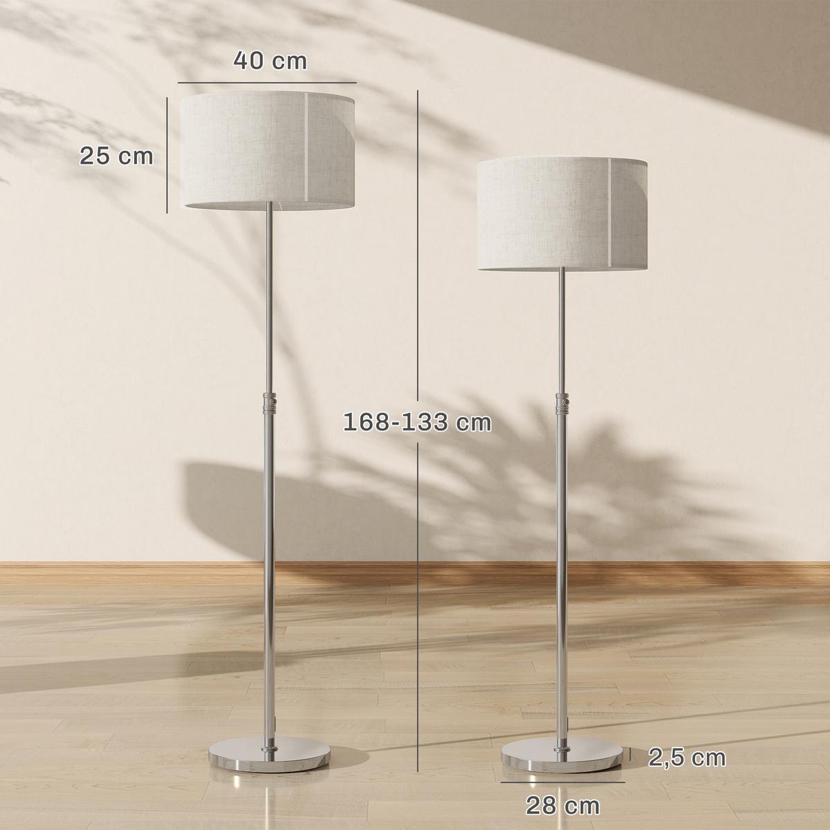 STEHLEUCHTE Stahl Leinenstoff Beige - Beige, Metall (40/40/168cm) - HOMCOM