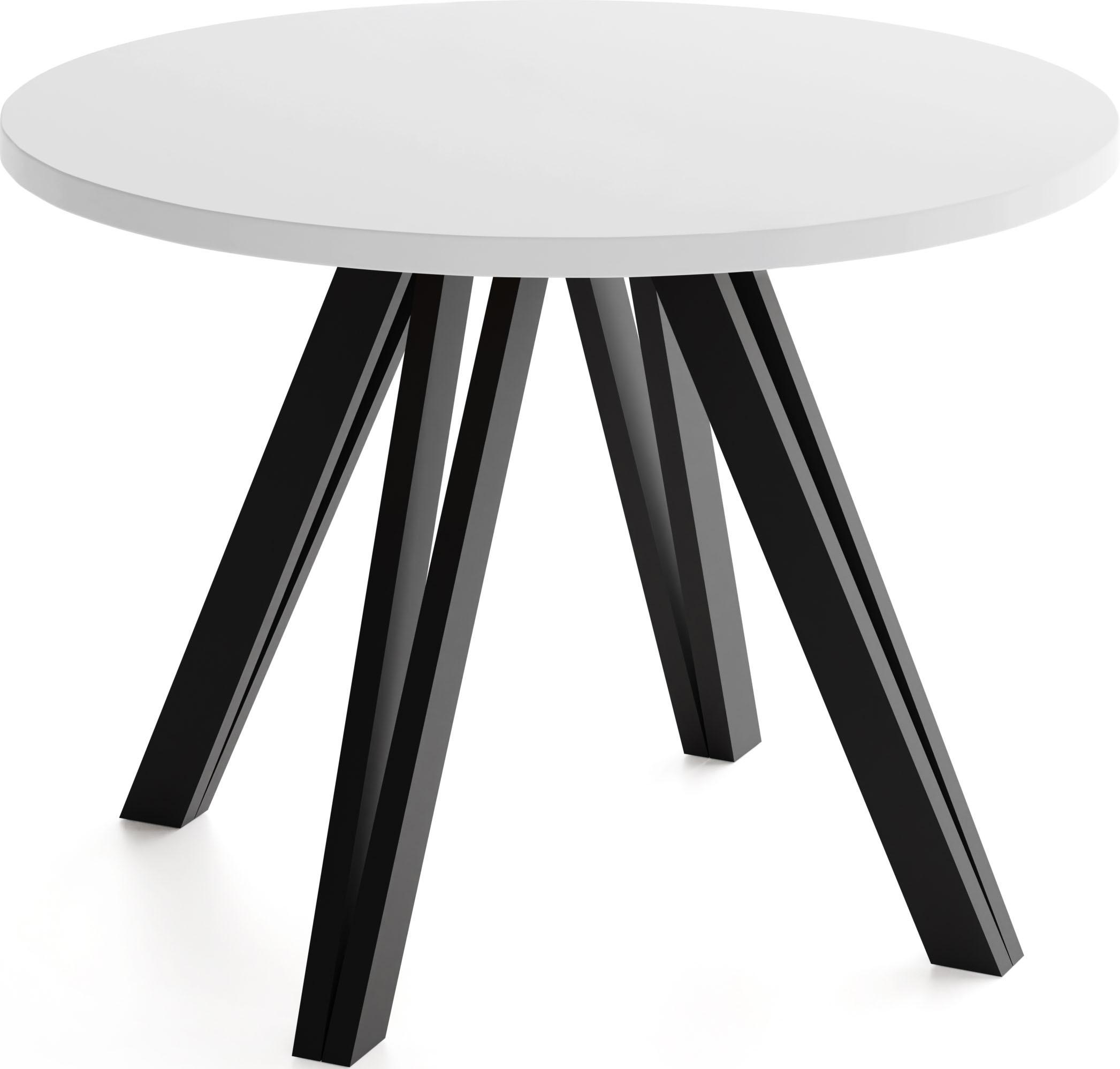 ESSTISCH Ravero runder ausziehbarer, Weiß 100/100/77 cm - Schwarz/Weiß, Holz/Holzwerkstoff (100/100/76.5cm) - WFL GROUP