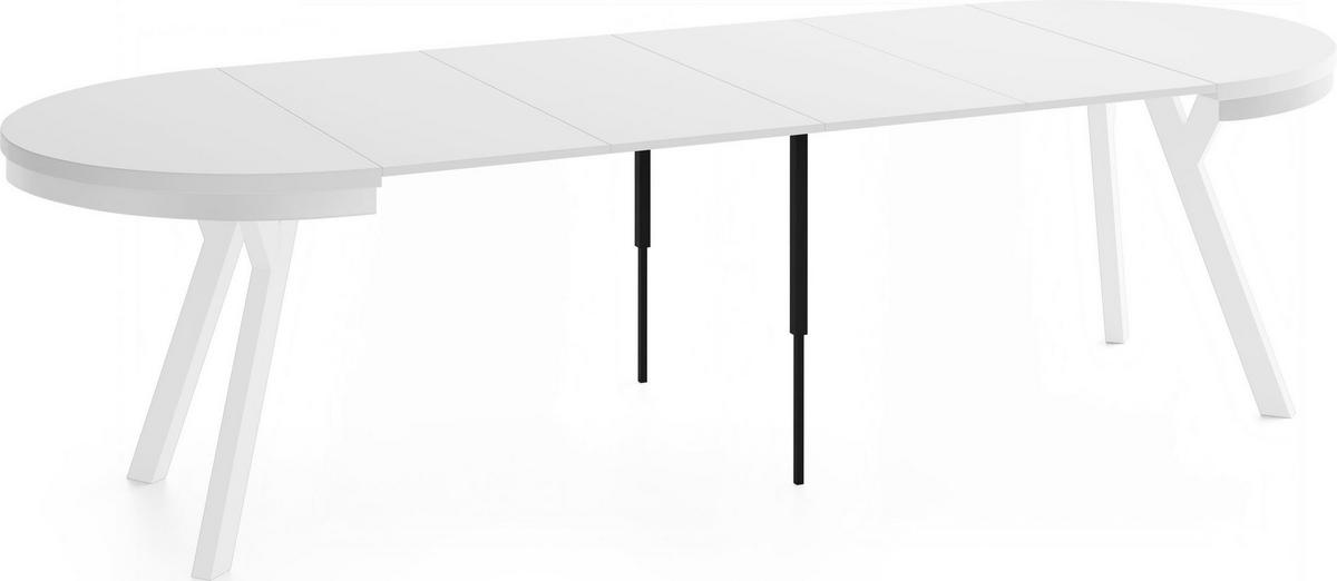 ESSTISCH Vero Neo Weiß rund ausziehbar verlängerbar, Weiß 100-300/100/77 cm - Weiß, Holz/Holzwerkstoff (100/300/77cm) - WFL GROUP
