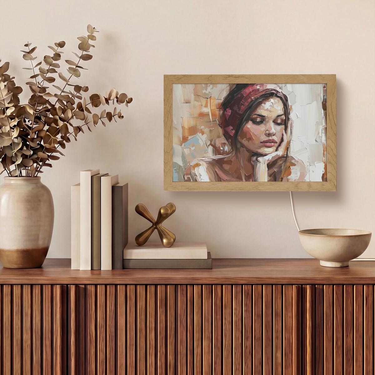 WANDLEUCHTE Frau - Lackierung - Porträt - Modern 30x20 cm - Braun, Holzwerkstoff (30/20/8cm) - OnlyWow