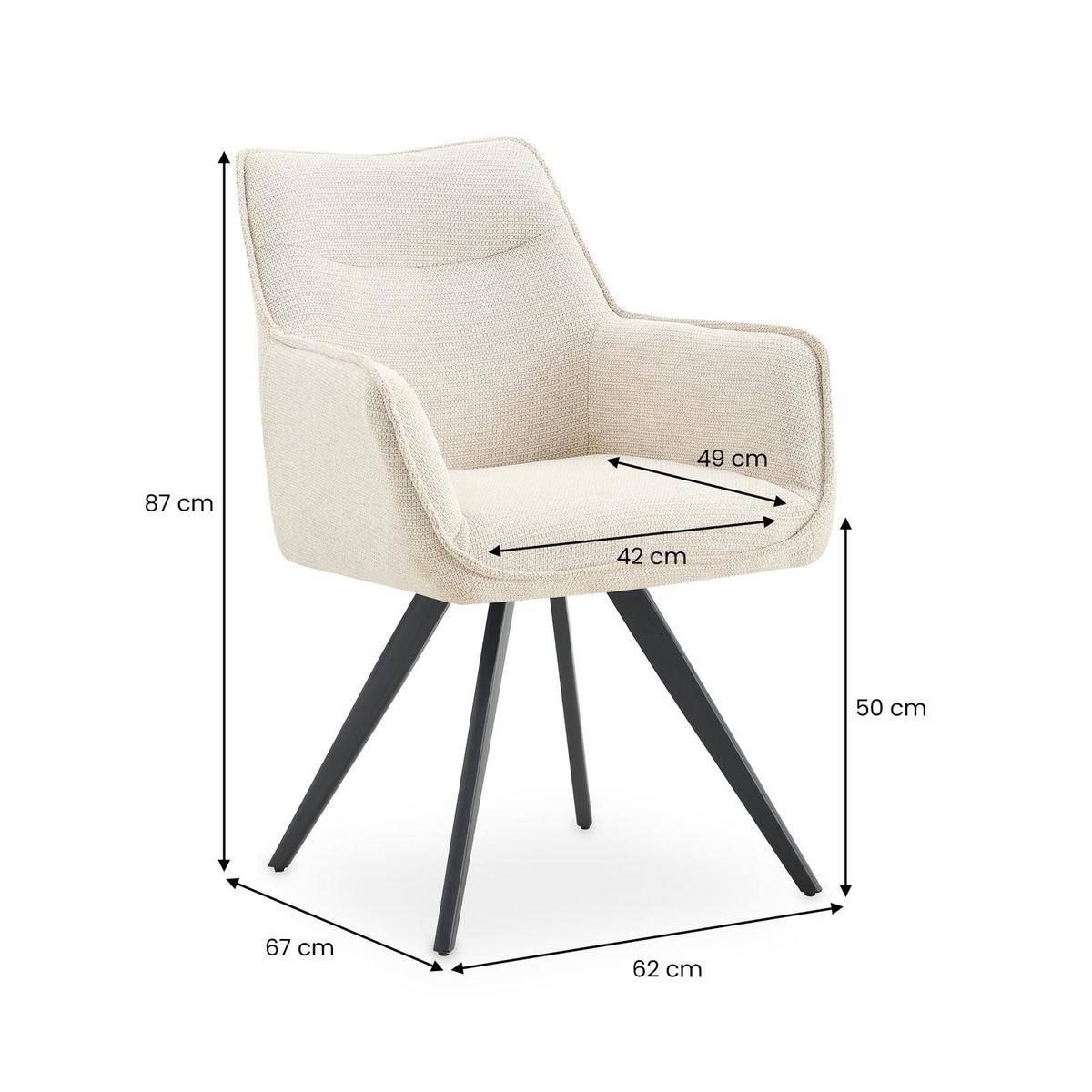 ESSZIMMERSTÜHLE VENICE 2er-Set beige - Beige, Textil (62/87/67cm) - IDIMEX