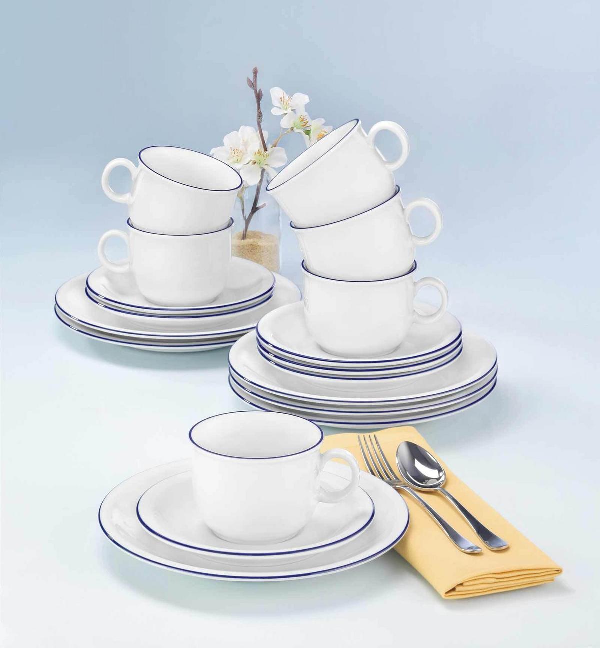 KAFFEESERVICE Compact Blaurand weiß-blau 20-tlg. - Blau/Weiß, Keramik (2/2/2cm) - Seltmann Weiden