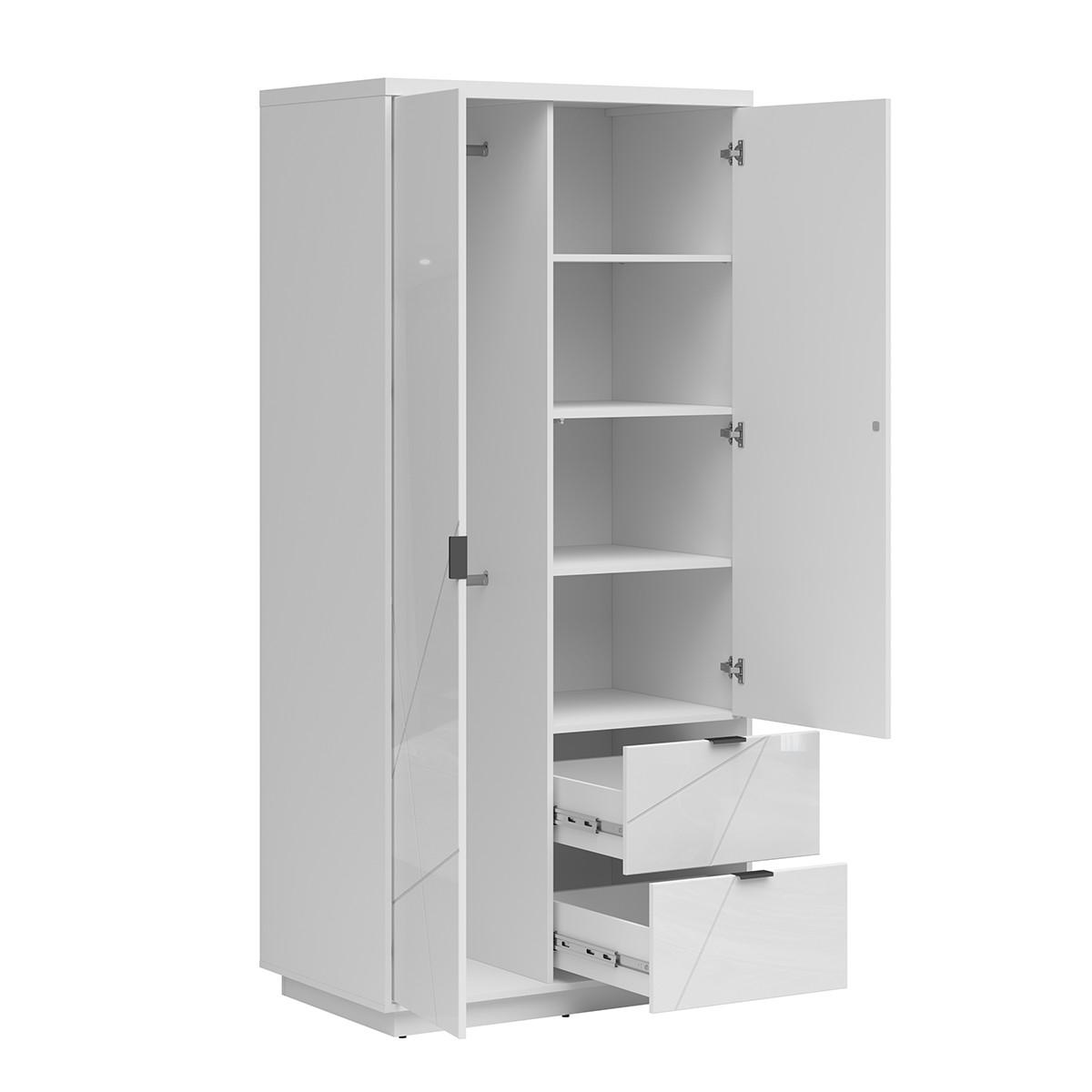 SCHRANK 2 Türen Sven Weiß - Weiß Hochglanz, Holzwerkstoff (94/201/57cm) - Petits-meubles