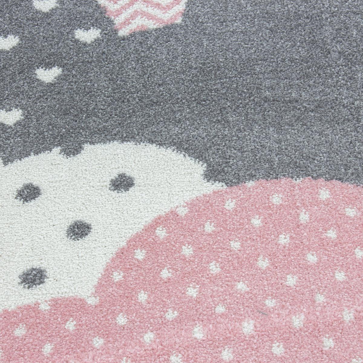 KINDERTEPPICH COGNE, mit Wolken-Motiv, Rosa, Ø 120 cm - Rosa, Textil (120/120cm) - KADIMA DESIGN