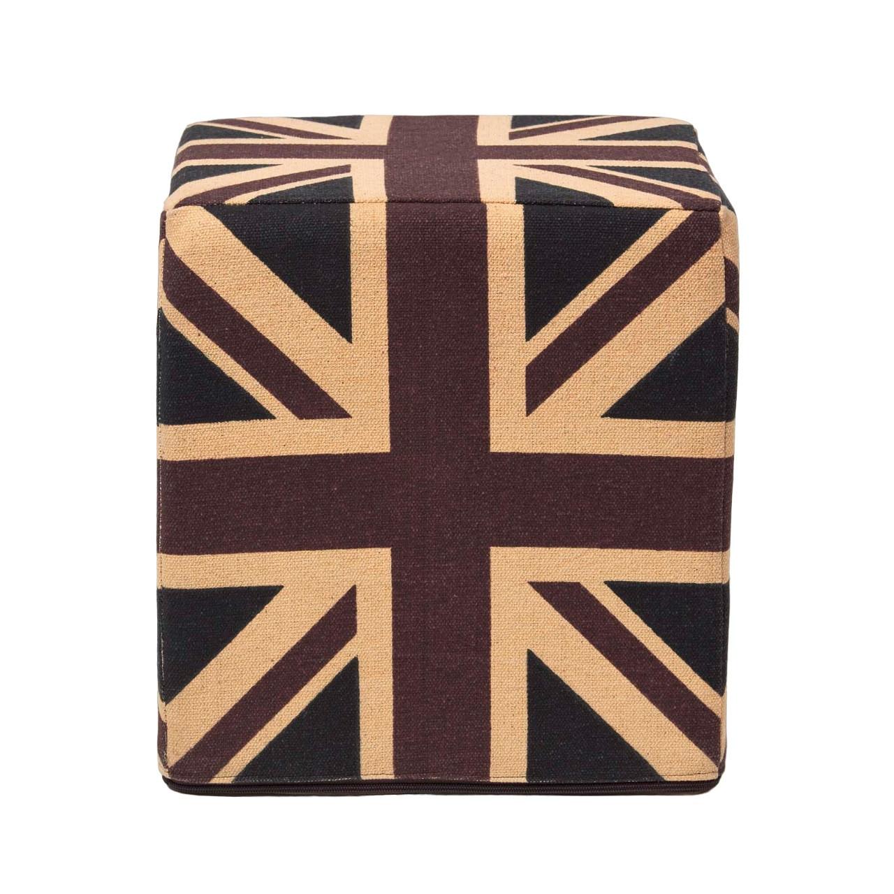 SITZWÜRFEL Union Jack im Vintage-Stil, 36/36/38 cm - Dunkelblau, Textil (36/38/36cm) - Homescapes