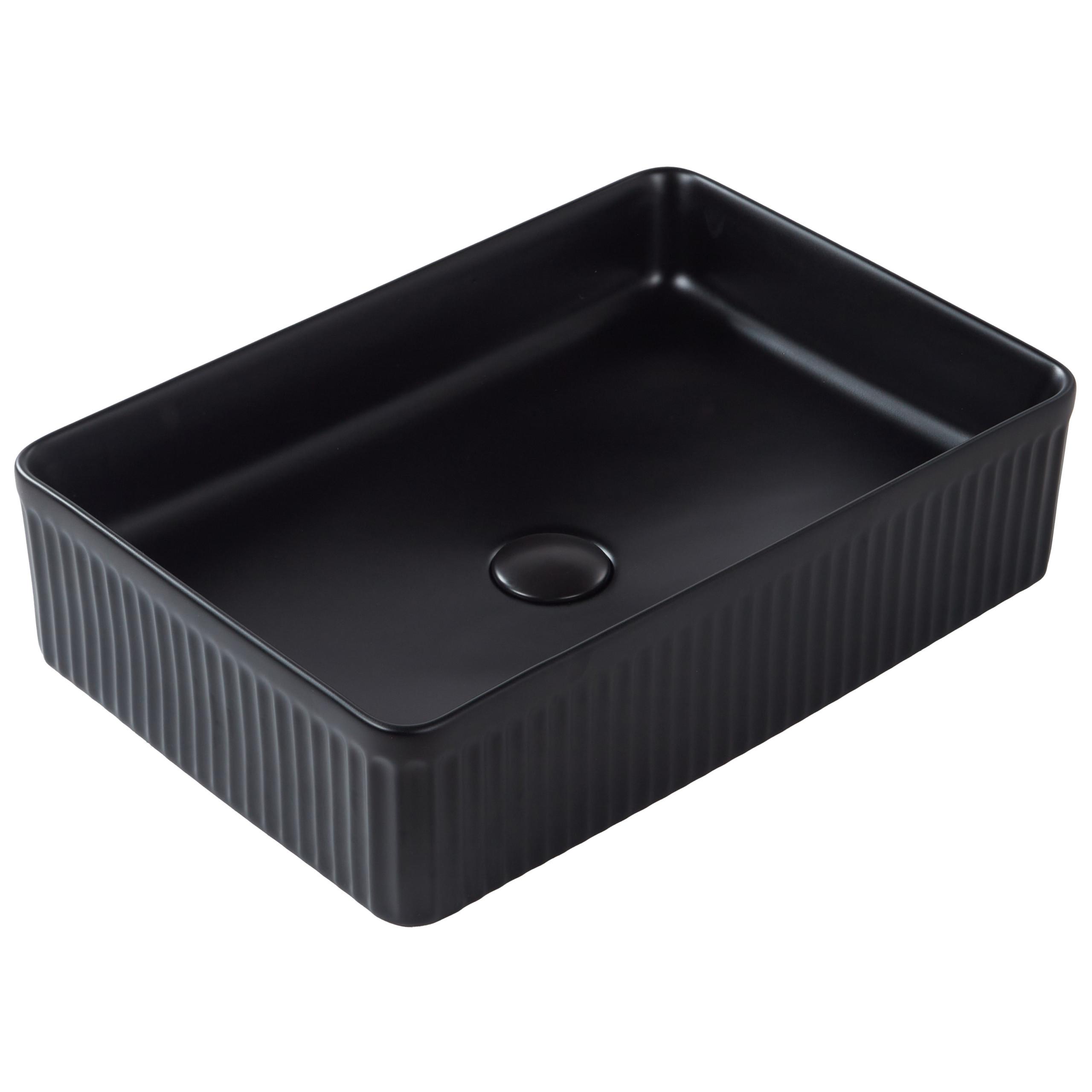 AUFSATZWASCHBECKEN Schwarz 50/34 cm Keramik Geldo - Schwarz, Keramik (50/13/34cm) - Beliani