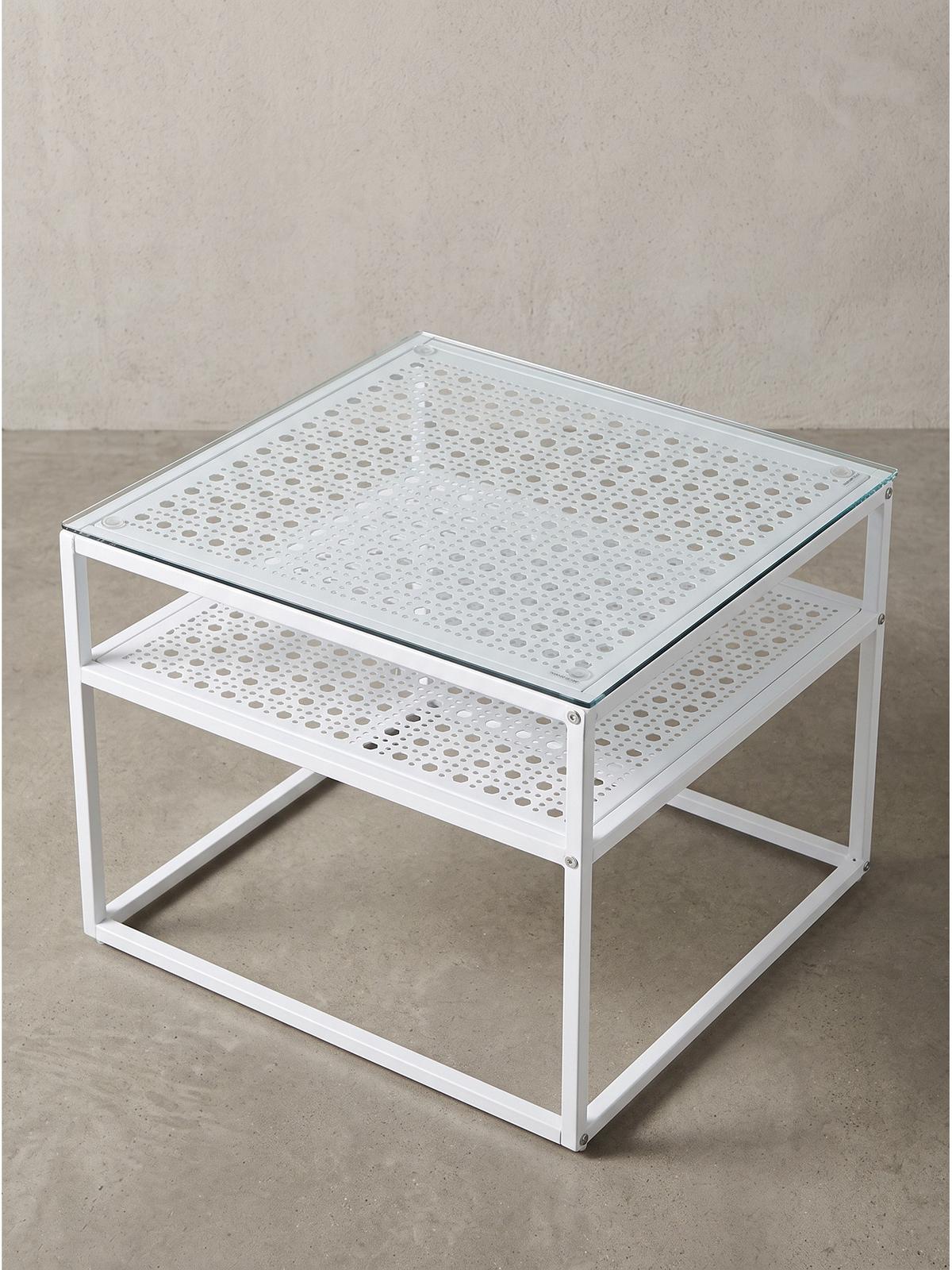 COUCHTISCH ALCUDIA, Einscheibensicherheitsglas, Weiß, 60 x 60 x 45 cm - Weiß, Glas/Metall (60/60/45cm) - KADIMA DESIGN