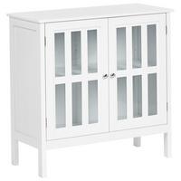 SIDEBOARD mit Glastüren 80 cm Weiß Miram - Weiß, Holzwerkstoff (80/78/36cm) - Beliani