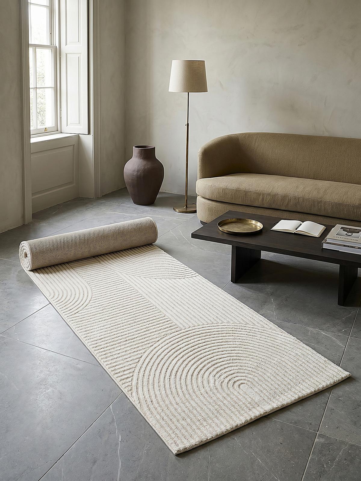 TEPPICHLÄUFER Geometrisch CETINA Polypropylen Creme 80 x 300 cm - Beige, Textil (80/300cm) - KADIMA DESIGN