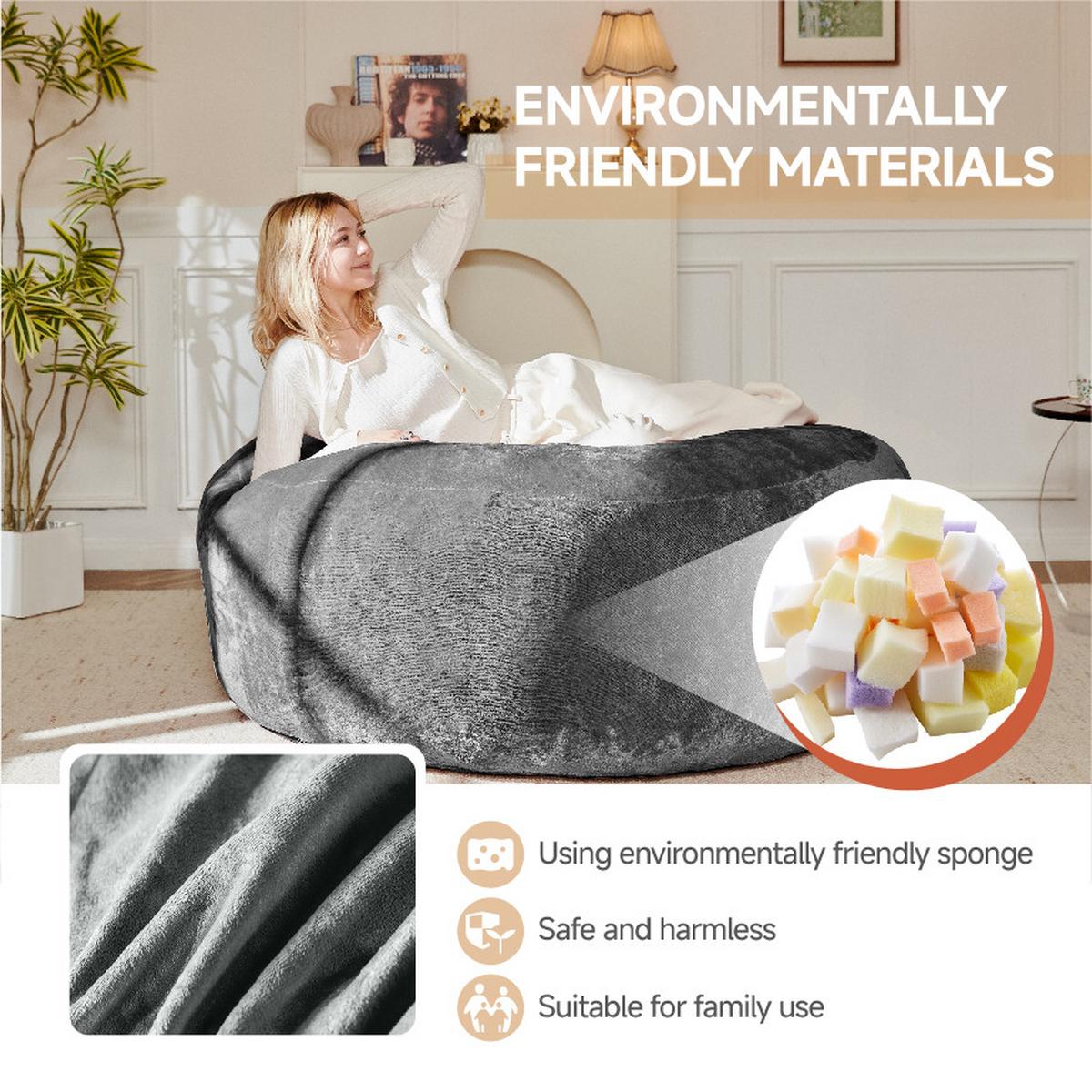 SITZSACK XXL Dunkelgrau Memory-Effekt & Waschbarer Bezug - Dunkelgrau, Textil (130/60/120cm) - Urban Meuble
