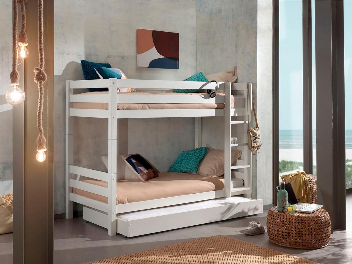 ETAGENBETT Karolina 210x161x105 aus Massivholz in Weiß - Weiß, Holz (90/200cm) - 58aufmkessel