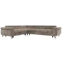 ECKSOFA NORDEN L - Hellbraun Cord - Rechts Seite - Hellbraun/Schwarz, Textil/Metall (329/269cm) - MKS