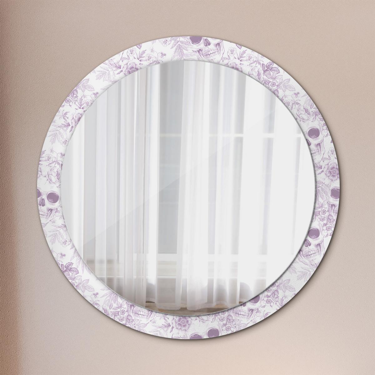 SPIEGEL Rund Ø 90 cm mit Aufdruck - Violett, Glas (90/90/0.4cm) - Wallfluent
