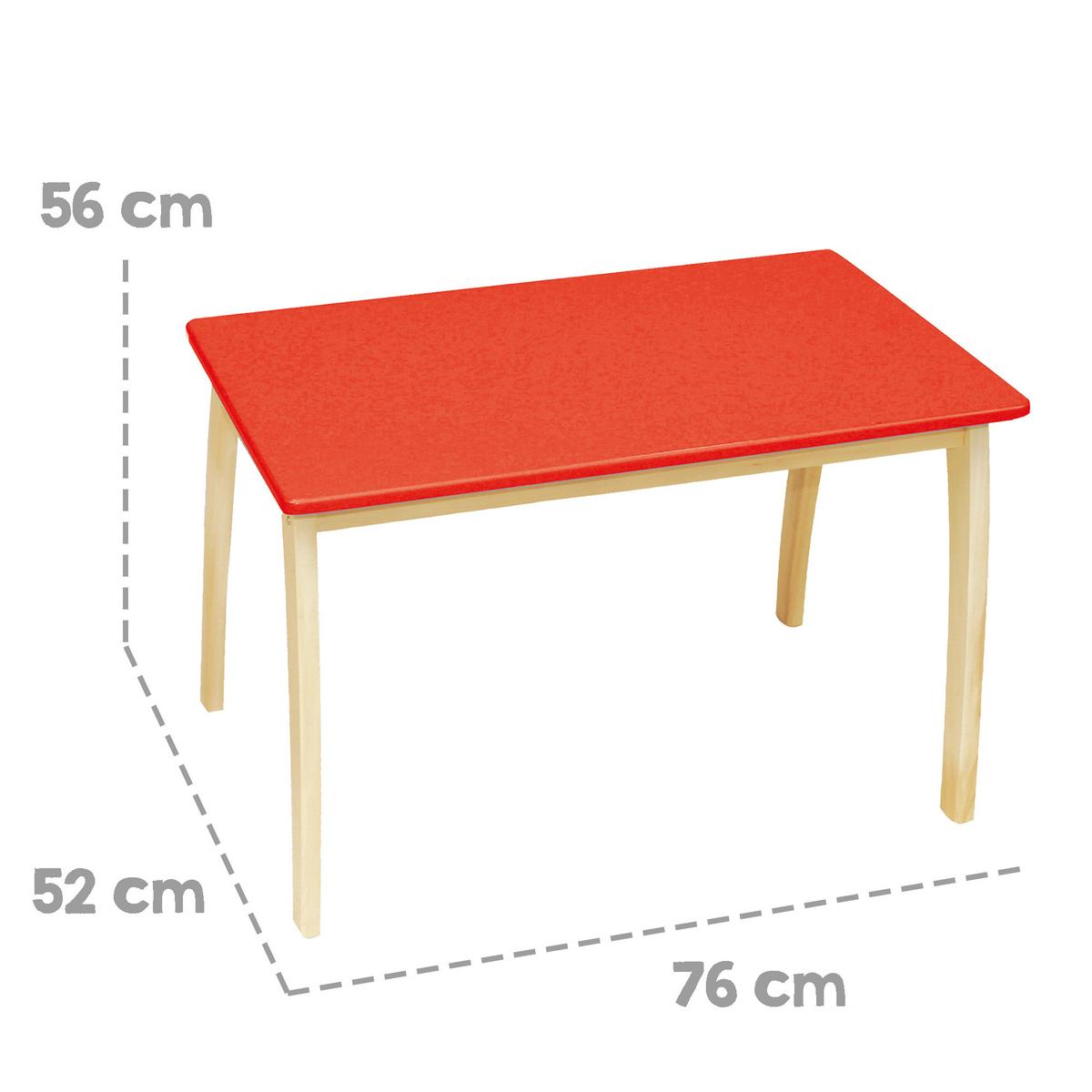 KINDERTISCH - Rot/Naturfarben, Holzwerkstoff (76/56/52cm) - Roba