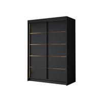 SCHIEBETÜRENSCHRANK Lungo IV - Goldfarben/Schwarz, Holzwerkstoff/Metall (120/200/58cm) - MIRJAN24
