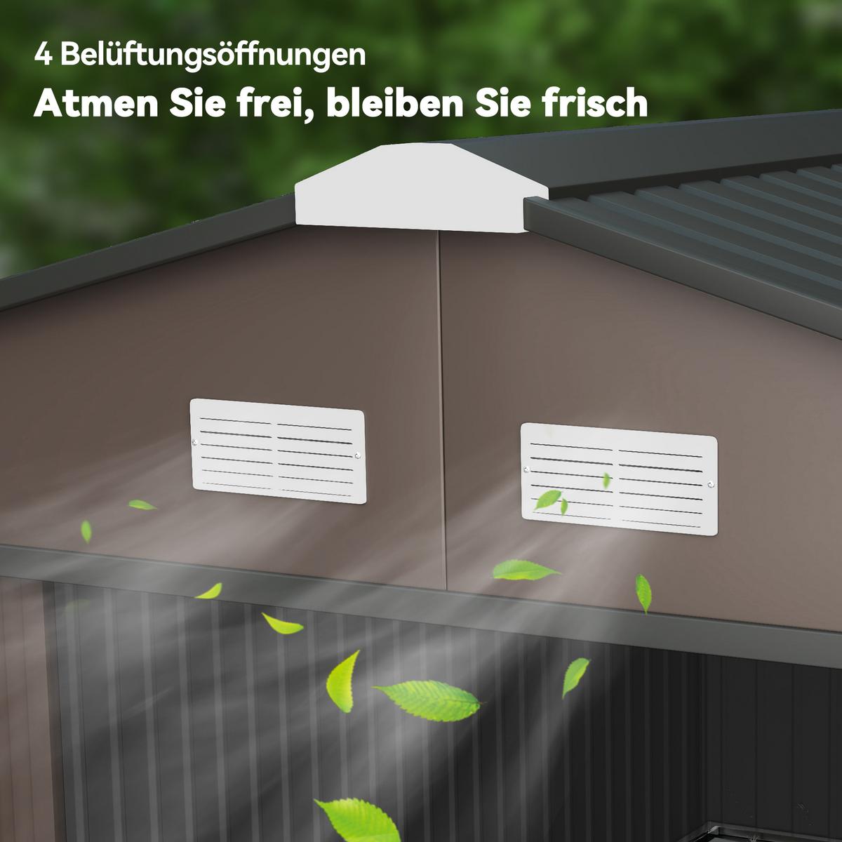 GERÄTEHAUS, Stahl, Braun - Braun, Metall (340/200/386cm) - Outsunny