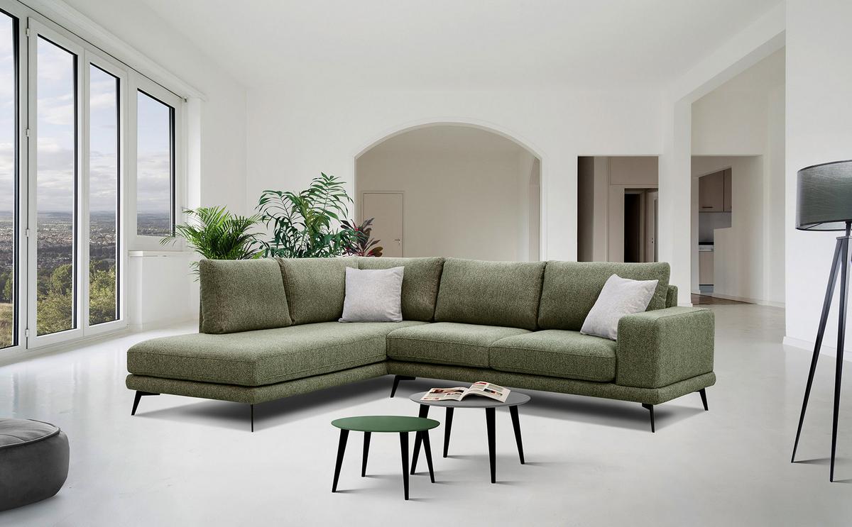 ECKSOFA MEDIOLANE 5-Sitzer, olivgrün - Olivgrün, Holzwerkstoff/Textil (219/282cm) - Wozimo