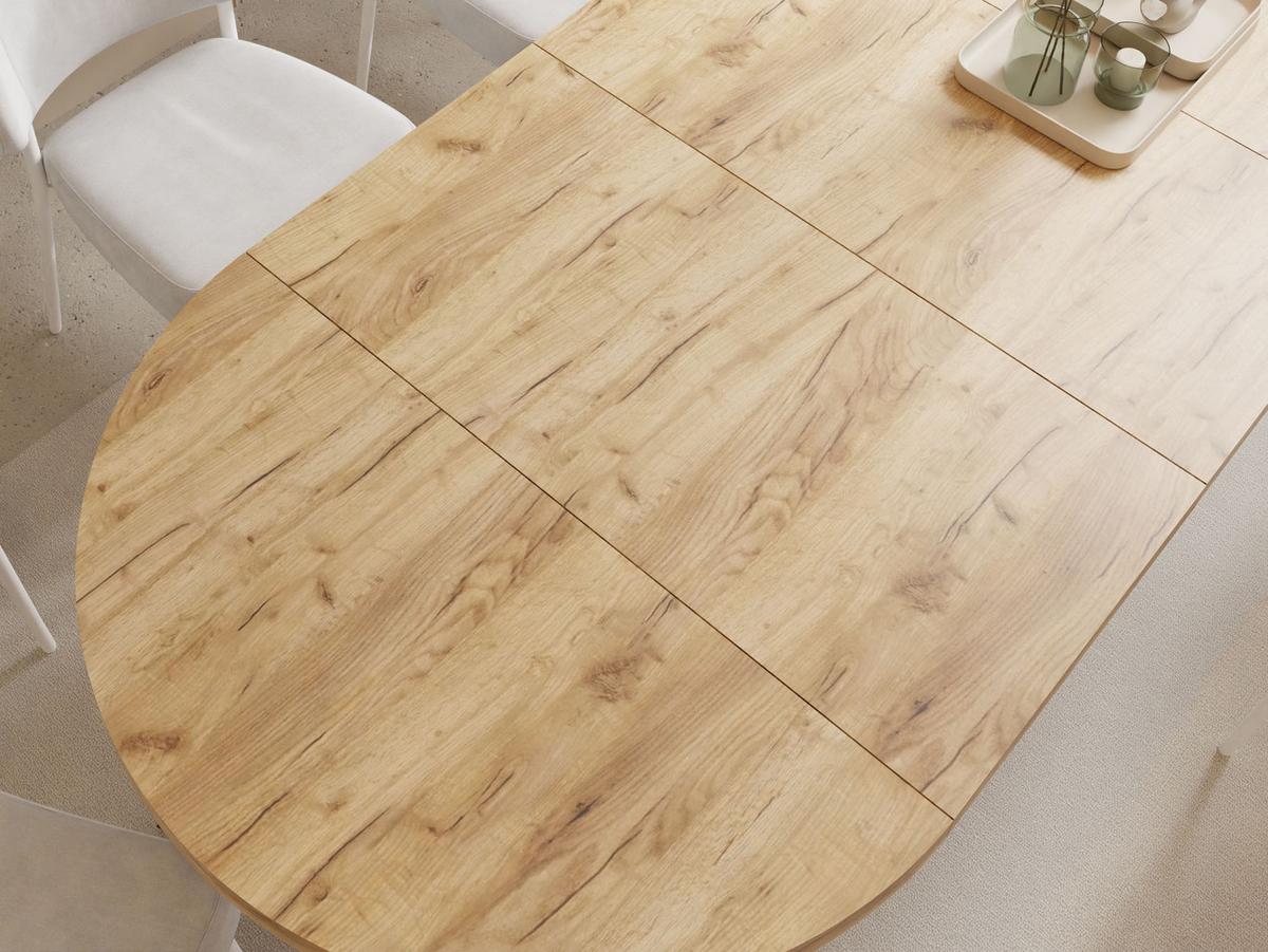ESSTISCH Twixy XXL groß rund oval ausziehbar, Eiche Hell Braun 100-250/100/76 cm - Eiche Wotan/Weiß, Holz/Holzwerkstoff (100/250/76cm) - WFL GROUP