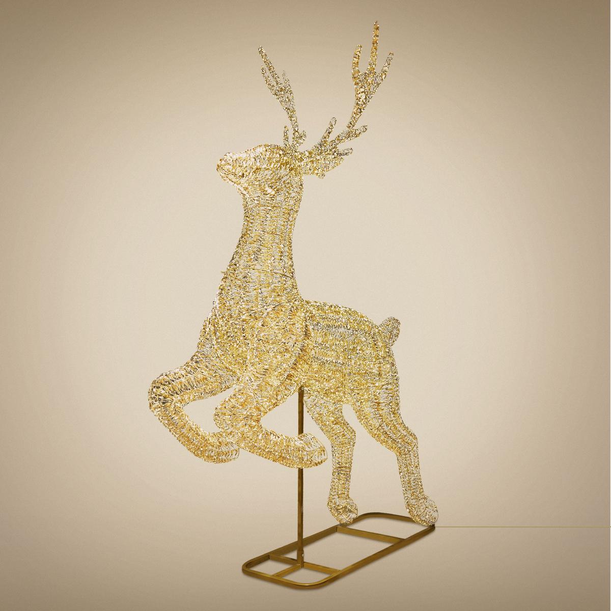 LED RENTIER Outdoor XXL 337 cm Weihnachtsdeko Groß Weihnachtsbeleuchtung mit Timer Warmweiß - Goldfarben, Kunststoff/Metall (204/337/66cm) - ECD-Germany