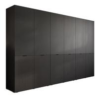 KLEIDERSCHRANK SANDBOX MODERN 300 303/49/200 cm Schwarzer Graphit / Schwarzer Graphit mit LED ohne Zusatzböden - Schwarz, Holzwerkstoff/Kunststoff (303/200/49cm) - Lookway