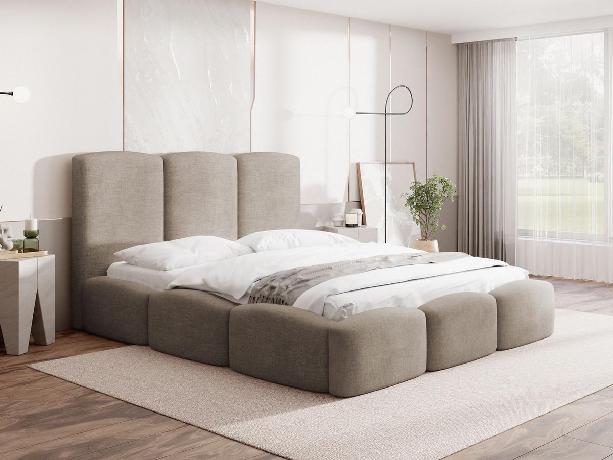 POLSTERBETT Harmony mit Bettkasten & Lattenrost in Beige Chenille 120 x 200 cm - Hellbraun/Beige, Holzwerkstoff/Kunststoff (120/200cm) - WFL GROUP