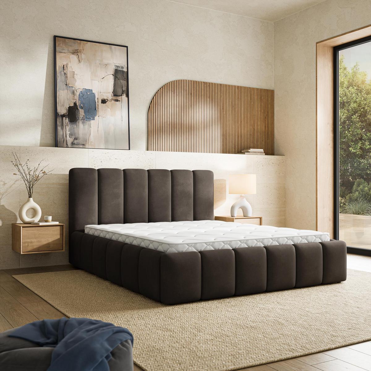 POLSTERBETT RANIS 200x200 cm mit Bettkästen - Braun - Braun, Holz/Textil (200/200cm) - MASSENO