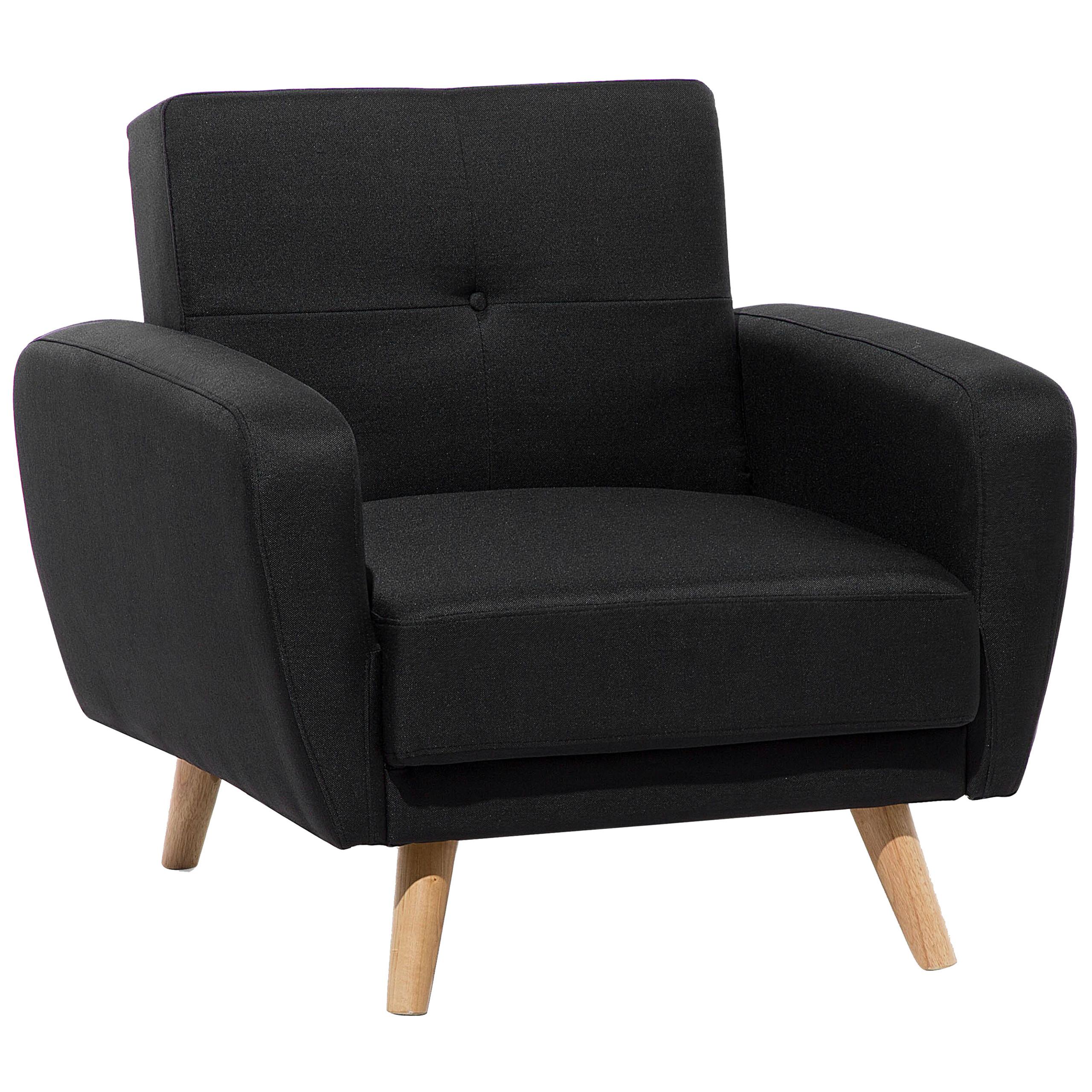 SESSEL Polsterbezug Schwarz Florli - Schwarz, Holz/Textil (89/82/85cm) - Beliani