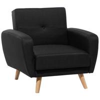 SESSEL Polsterbezug Schwarz Florli - Schwarz, Holz/Textil (89/82/85cm) - Beliani