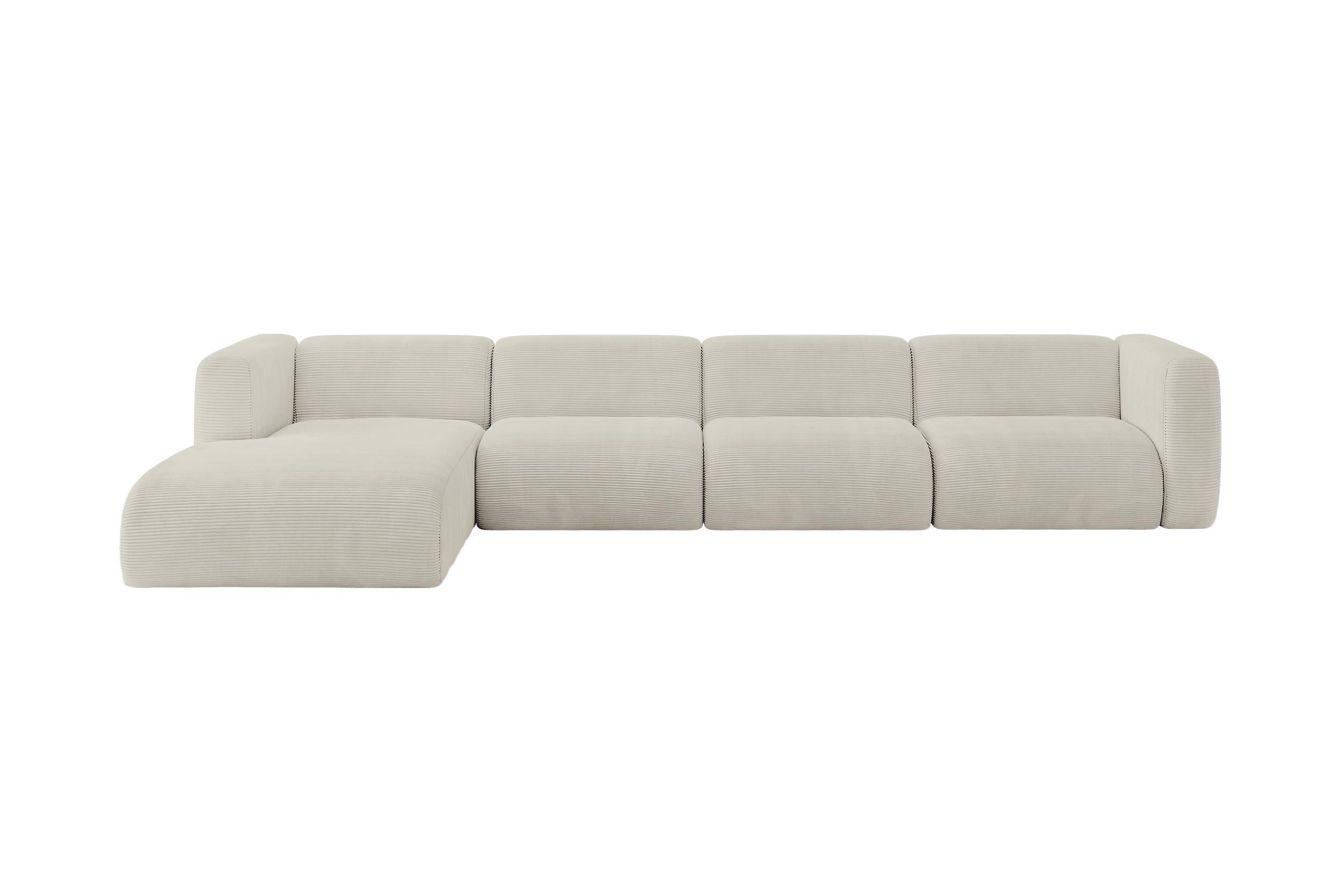 ECKSOFA Ottomane Links MIRA-L3 409x179x70 Creme Cord - Ecru/Creme, Holzwerkstoff/Kunststoff (409/179cm) - ALTDECOR