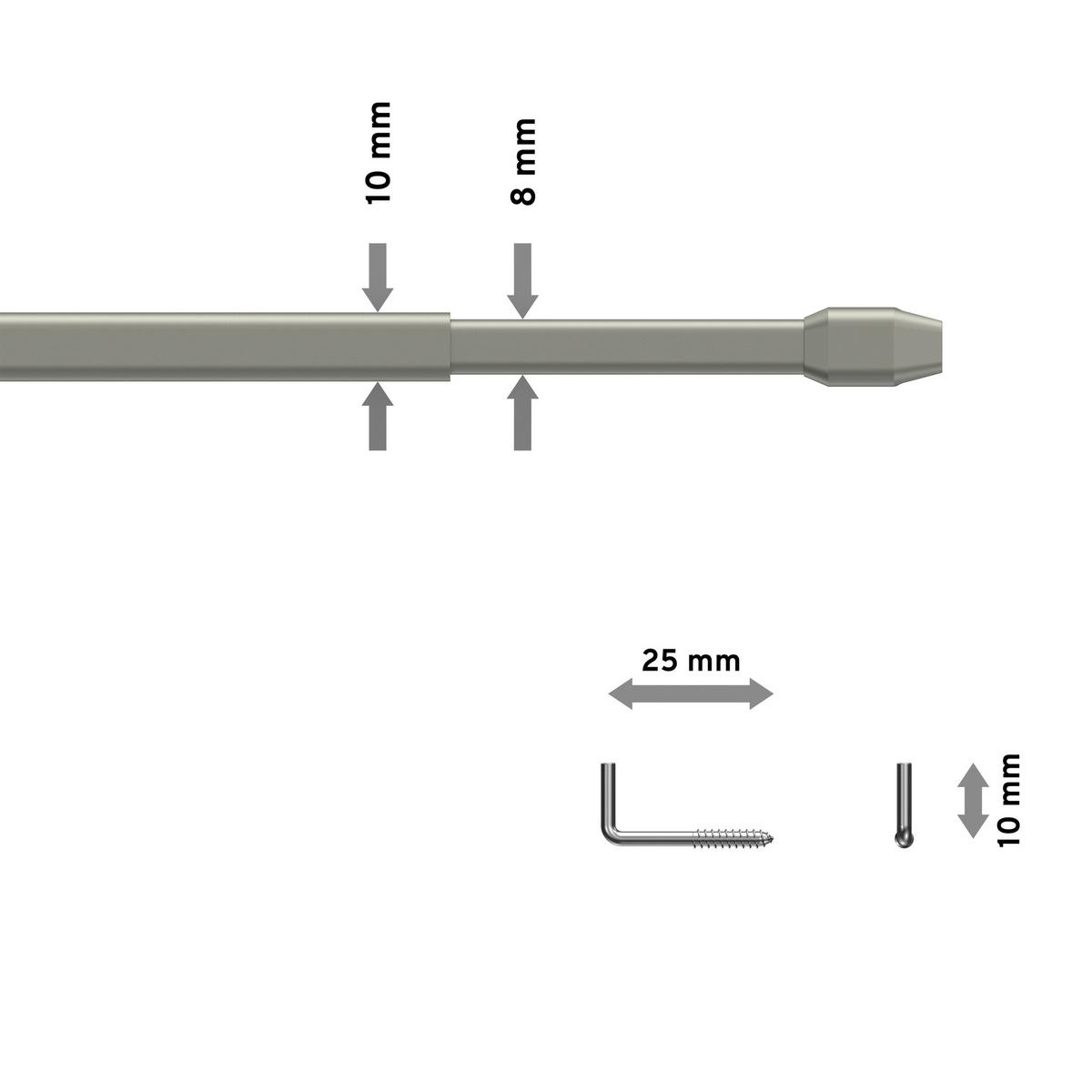 SCHEIBENSTANGEN / VITRAGESTANGEN MIT KLEBEHAKEN Geno 40-60 cm, oval, Silbergrau, Packung 2 Stück - Alufarben, Kunststoff/Metall (1.2/2.4/60cm) - INTERDECO