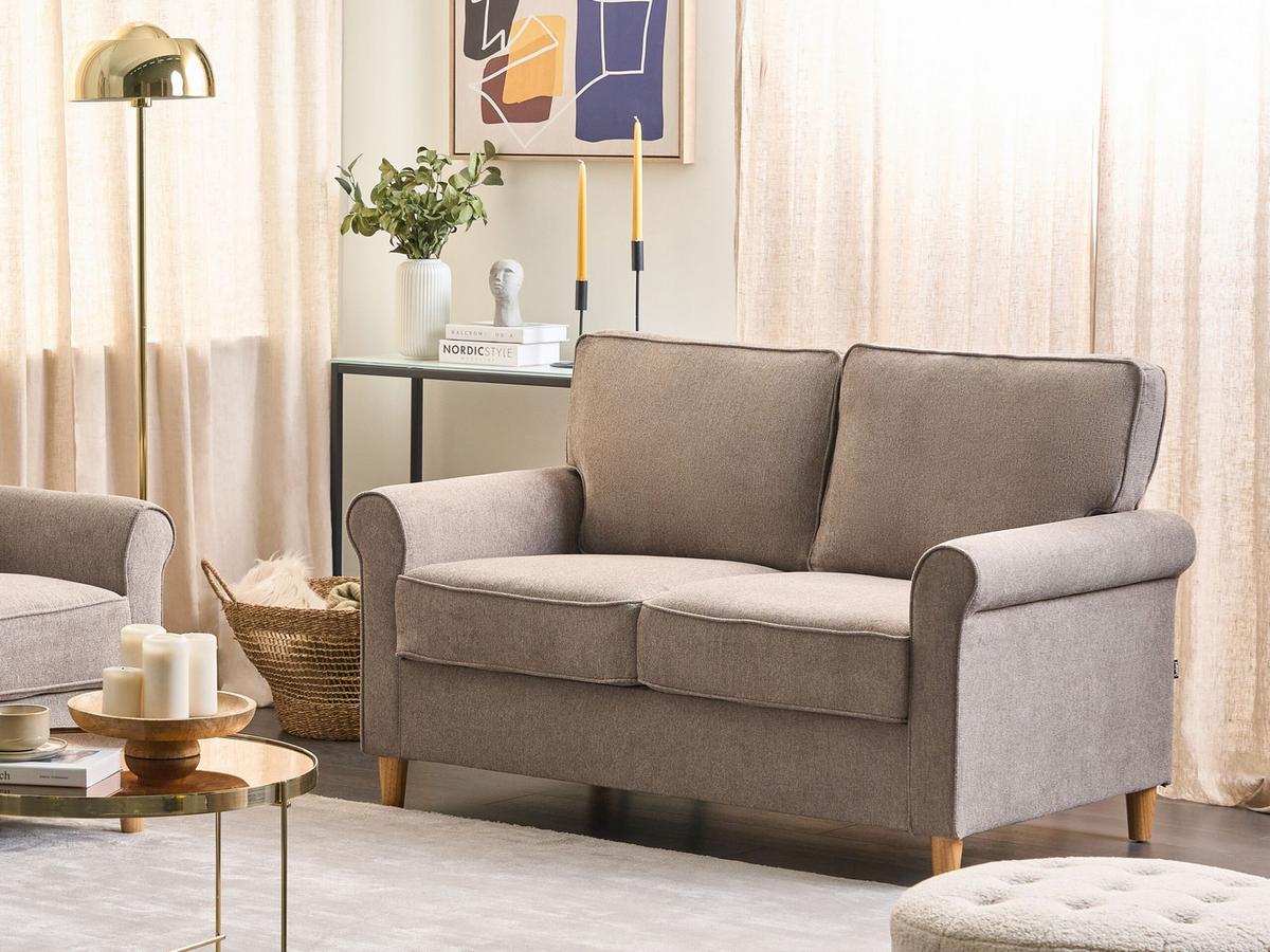 2-SITZER-SOFA Stoff hellbraun Ronneby - Hellbraun/Braun, Textil (140/88/78cm) - Beliani