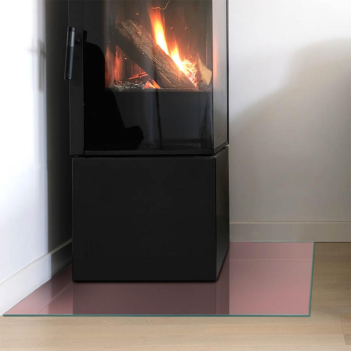 GLASPLATTE für Kamin 60x60 cm - Pink, Glas (60/60/0.4cm) - TULUP