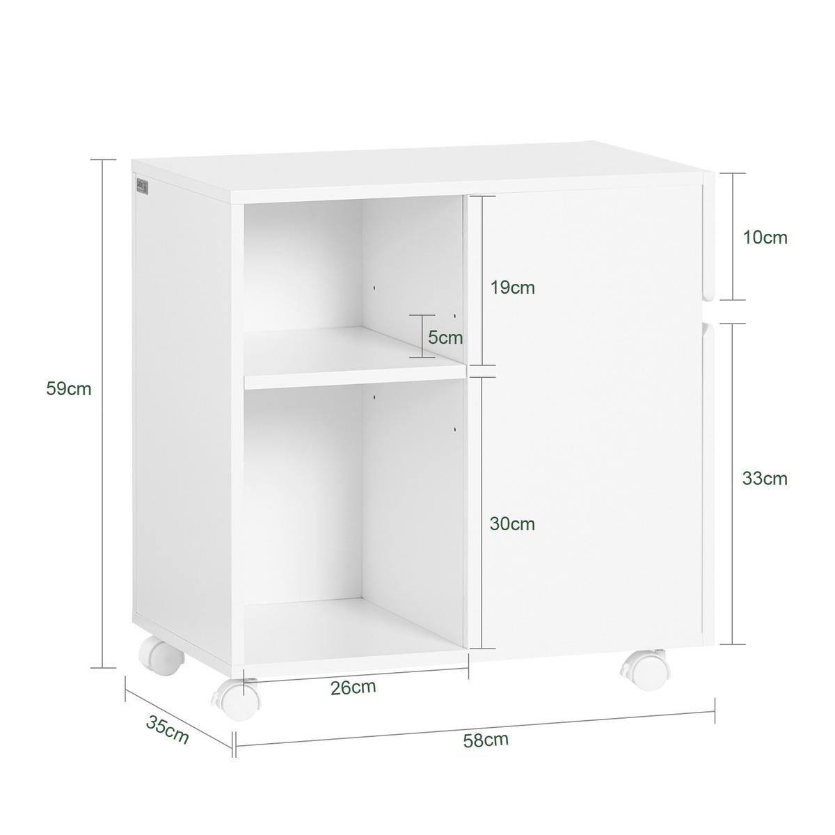 ROLLCONTAINER Weiß - Weiß, Holzwerkstoff (58/59/35cm) - SoBuy