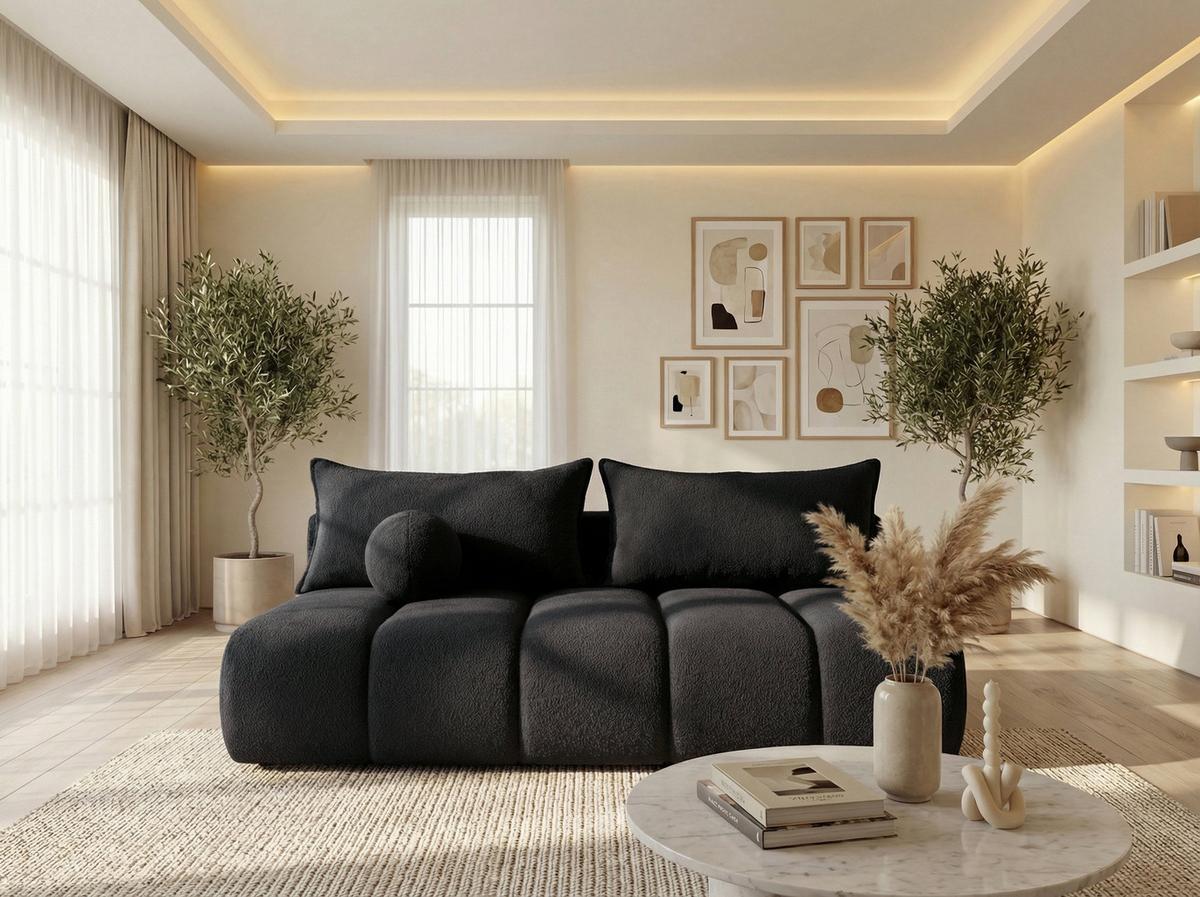 SCHLAFSOFA Milla mit Bettkasten, Schwarz 205/97/103 cm - Schwarz, Textil/Metall (205/97/103cm) - WFL GROUP