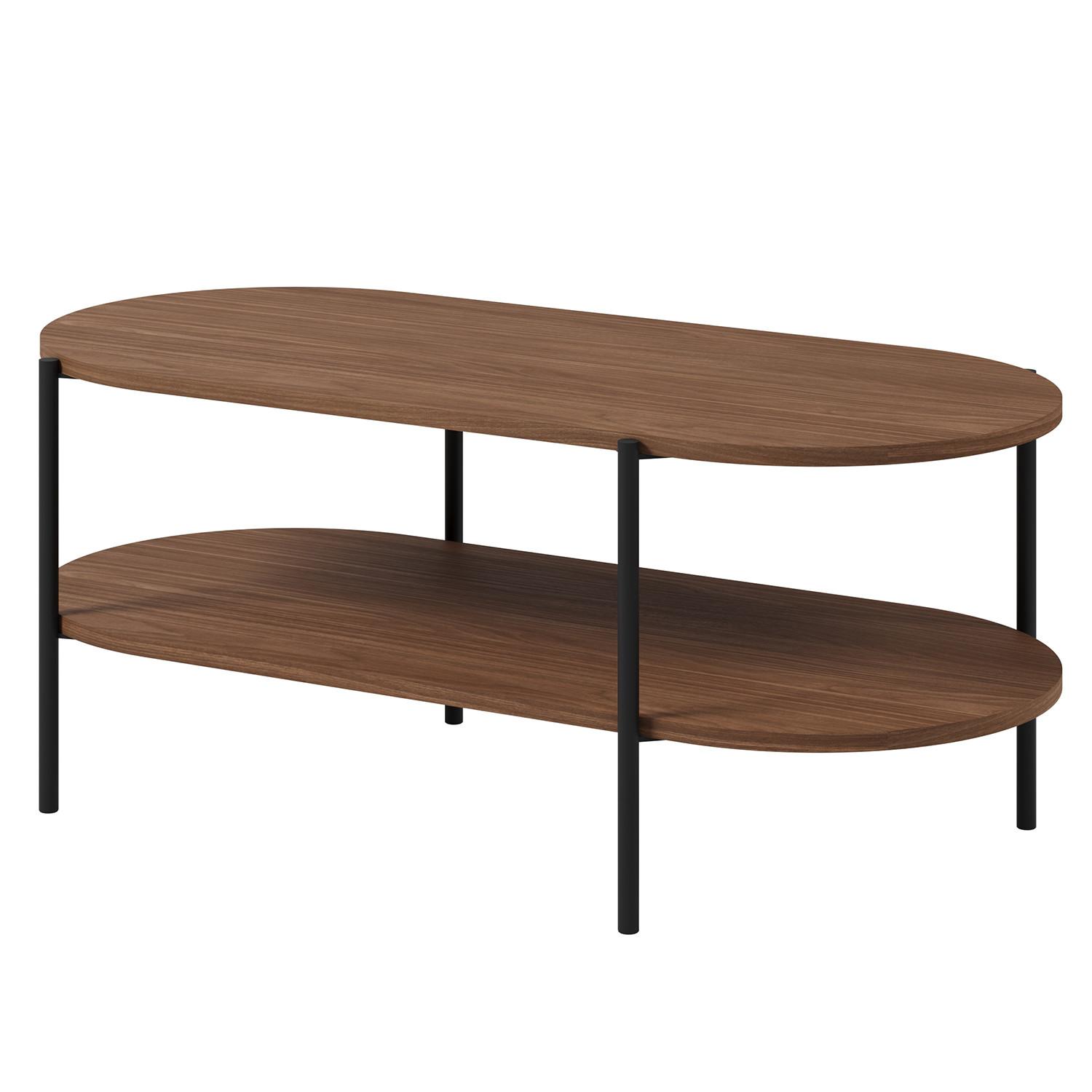 COUCHTISCH Carlo mit Metallfüße 110×50 cm, Walnuss - Walnussfarben, Holzwerkstoff (50/110/46cm) - Beautysofa