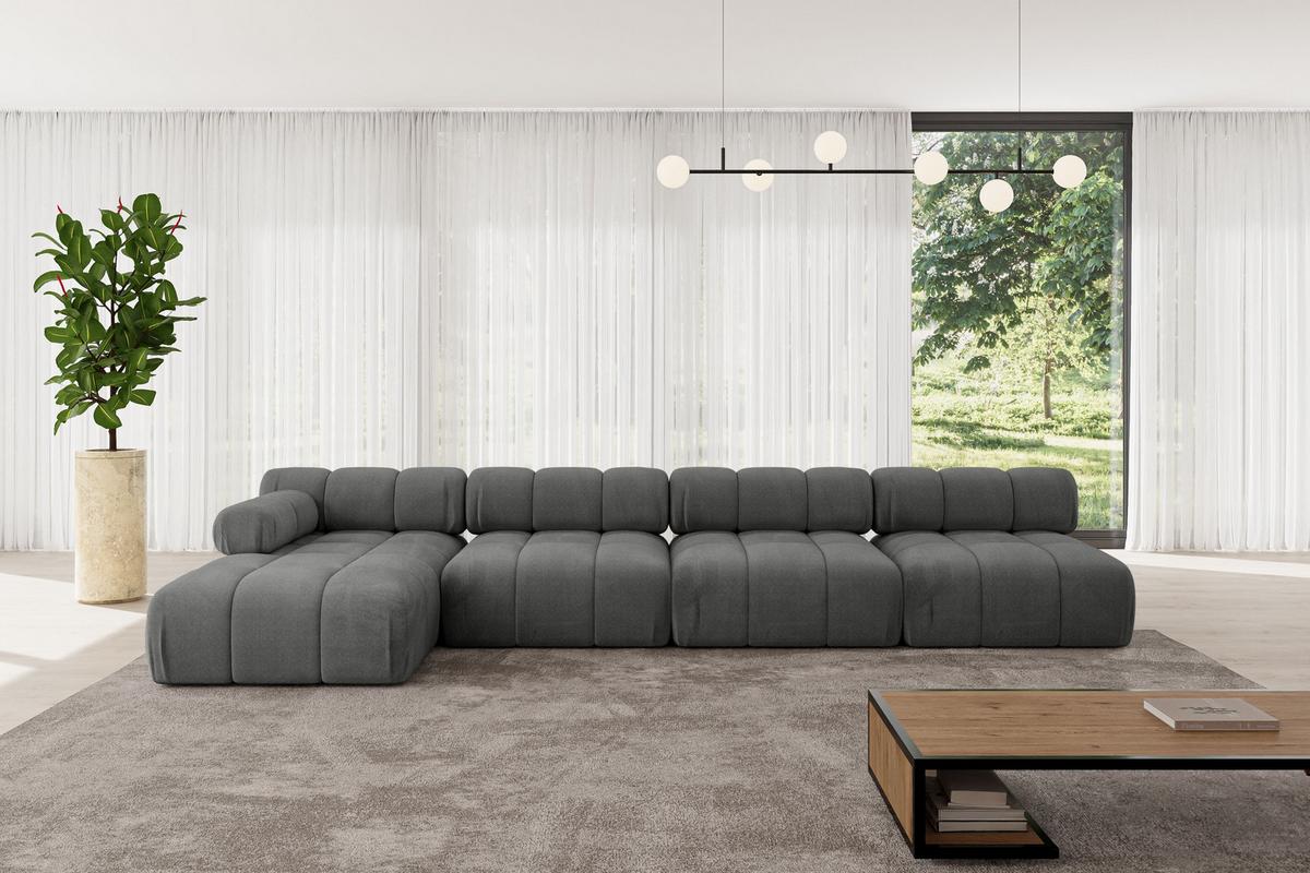 ECKSOFA modulares Sofa Razon-L3 - 380x160x70 cm Dunkelgrau Velours - Dunkelgrau, Holzwerkstoff/Textil (380/160cm) - ALTDECOR