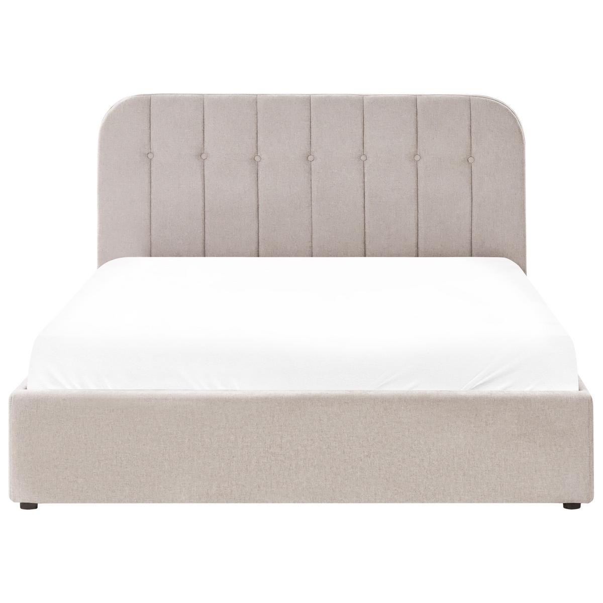 BETT mit Stauraum 160/200 cm Chenillegewebe Taupe Challans - Taupe, Textil (160/200cm) - Beliani