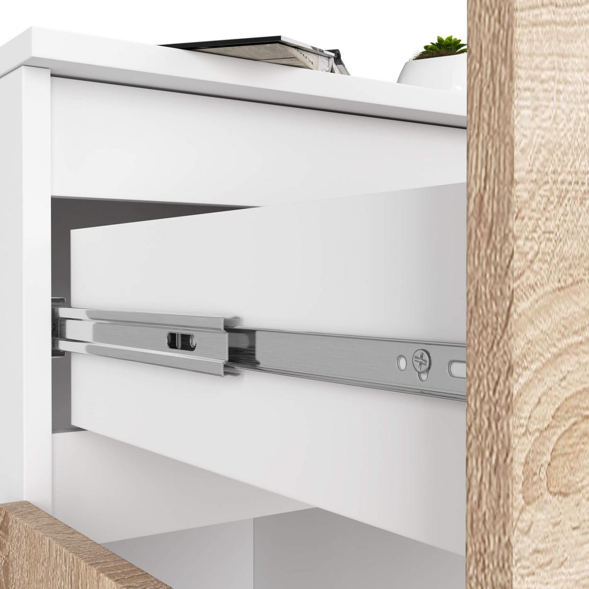 KOMMODE Weiß, Eiche Sonoma 99/80/40 - Weiß, Holzwerkstoff (80/99/40cm) - RAUMHIRSCH FURNITURE